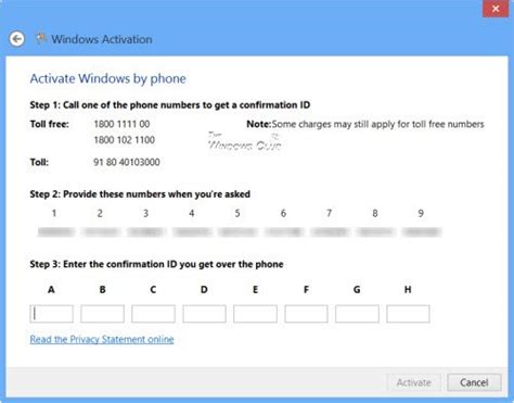 Windows activation by phone greyed out